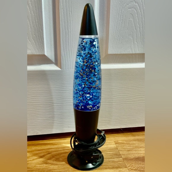 Lava motion lamp blue with silver sparkles - Picture 3 of 5